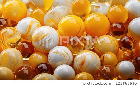 AI image: Lots of yellow marbles 123869680