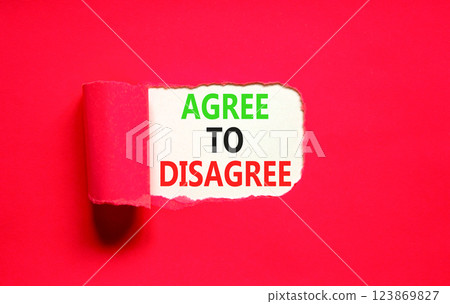 Agree to disagree symbol. Concept words Agree to disagree on beautiful white paper. Beautiful red paper background. Business and agree to disagree concept. Copy space. 123869827