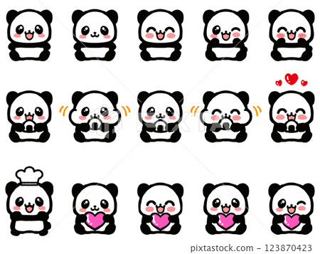 可愛坐熊貓塗鴉風格插畫素材集 123870423