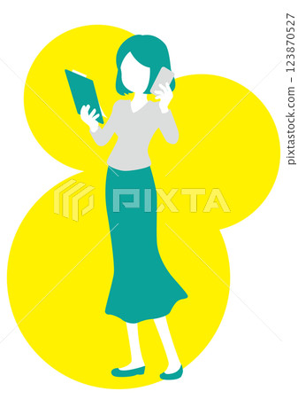 Silhouette of a woman making a phone call 123870527
