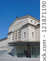 The renovated Osaka Municipal Museum of Fine Arts stands out against the blue sky 123871190