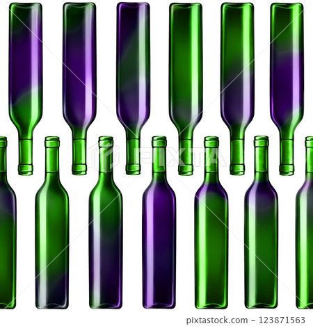 Wine bottles seamless pattern. Hand drawn endless background for bars and restaurants. Wine bottles seamless pattern. Hand drawn endless background for bars and restaurants. 123871563