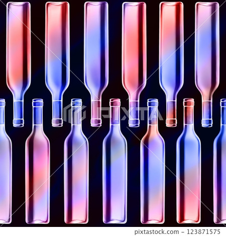 Wine bottles seamless pattern. Hand drawn endless background for bars and restaurants. Wine bottles seamless pattern. Hand drawn endless background for bars and restaurants. 123871575