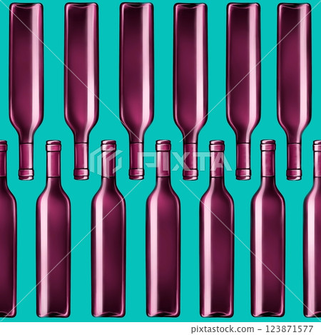 Wine bottles seamless pattern. Hand drawn endless background for bars and restaurants. 123871577