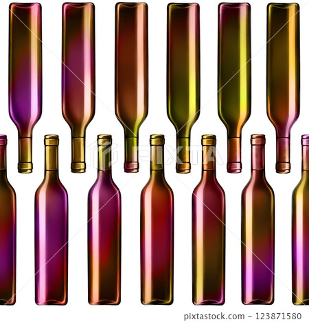 Wine bottles seamless pattern. Hand drawn endless background for bars and restaurants. 123871580