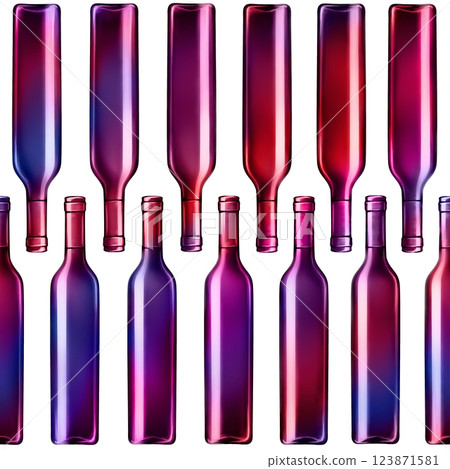 Wine bottles seamless pattern. Hand drawn endless background for bars and restaurants. 123871581