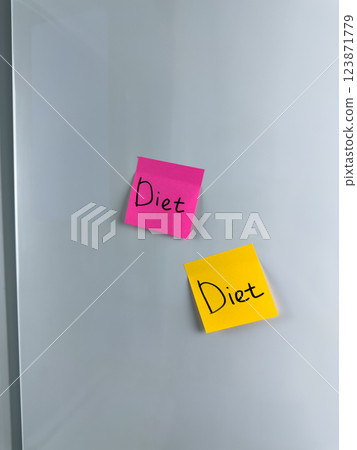 Vertical photo with diet concept and simple design on white background 123871779