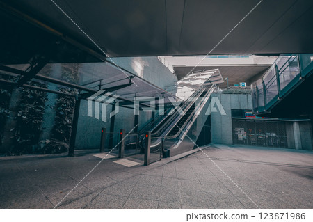 Dec 8 2024 Modern Outdoor Escalator in Urban Environment, Tokyo Dec 8 2024 Modern Outdoor Escalator in Urban Environment, Tokyo 123871986