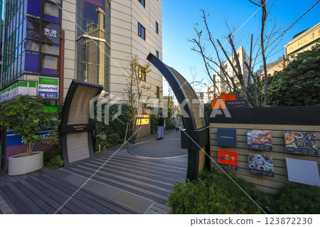 Dec 8 2024 Modern Urban Shopping Entrance with Architectural Arch, Jiyugaoka 123872230