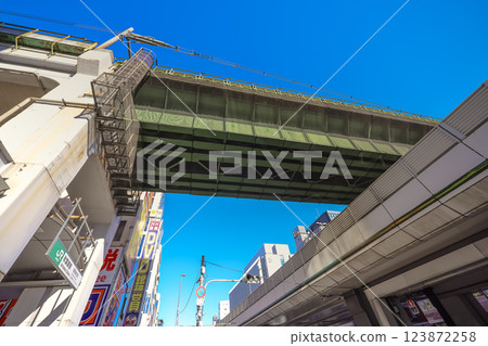 Dec 8 2024 Urban Intersection with Elevated Highway, Tokyo Dec 8 2024 Urban Intersection with Elevated Highway, Tokyo 123872258