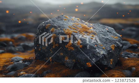 Mossy Rock in Rain Abstract Landscape Nature Photography Art Print 123872526
