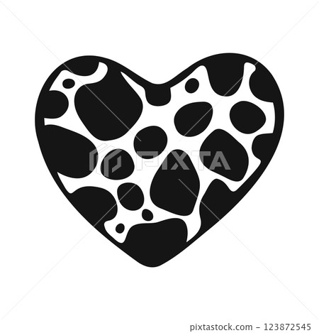 Trendy y2k heart icon with hand drawn blobs inside. Doodle love symbol isolated on background 123872545