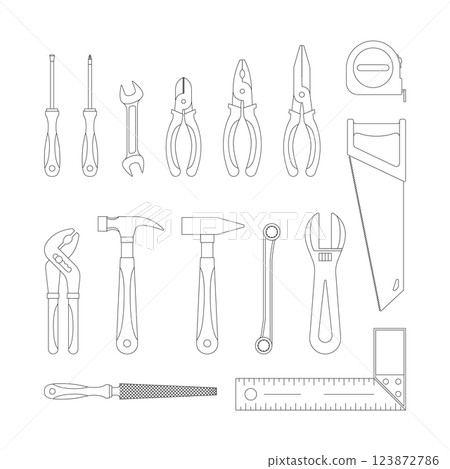 Repair tools outline icons set. 123872786