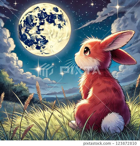 月圓夜與兔子 生成式AI插畫漫畫 月圓夜與兔子 生成式AI插畫漫畫 123872810