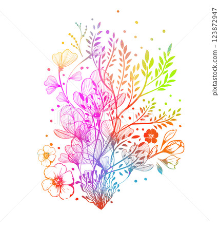 Floral colored abstraction. hand drawing. Not AI, Vector illustration 123872947