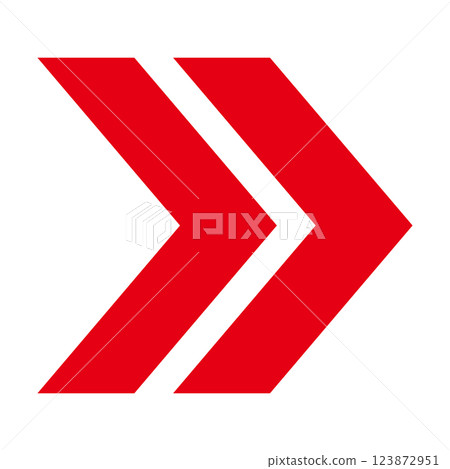 Simple right-facing red arrow on white background Simple right-facing red arrow on white background 123872951