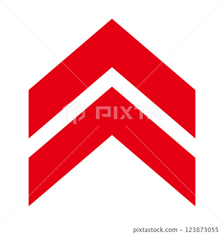 Simple upward red arrow on white background Simple upward red arrow on white background 123873055