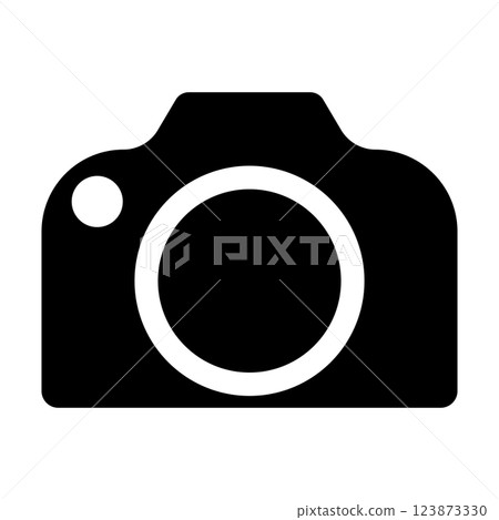 Simple and flat black and white camera icon on white background 123873330