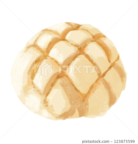 Watercolor melon bread 123873599