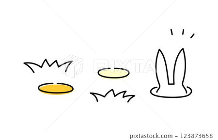 Illustration of a rabbit sticking its ears out of a hole in the ground Illustration of a rabbit sticking its ears out of a hole in the ground 123873658