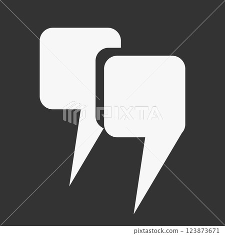 Square double quotes are white on a dark background. Quotes in the title, round ticks, and quote icons in the comments. 123873671