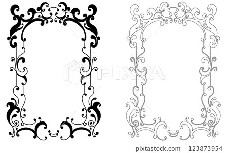 Monochrome hand drawn decorative borders set. Monochrome hand drawn decorative borders set. 123873954