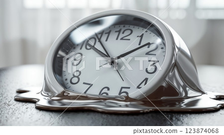 Melting clock on a table 123874068