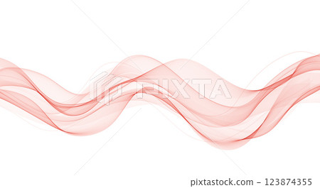 Abstract vector background, transparent waved lines for brochure, website, flyer design. Red smoke wave. 123874355