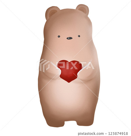 Cute Bear Holding a Red Heart Illustration Cute Bear Holding a Red Heart Illustration 123874918