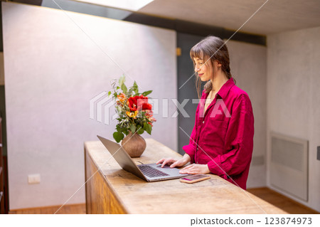 Focused Remote Work Moment Focused Remote Work Moment 123874973