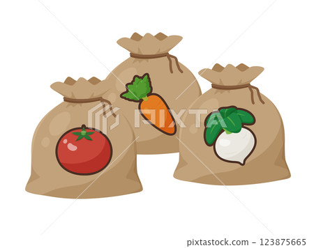 Illustration of a bag full of vegetable seeds Illustration of a bag full of vegetable seeds 123875665