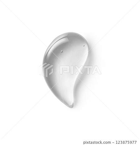 Clear facial gel swatch on white background. Skincare transparent moisturizer product sample 123875977