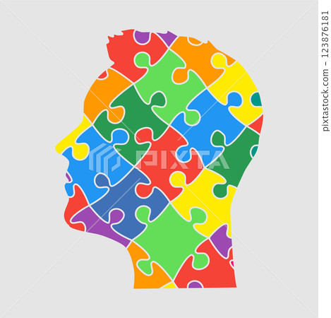 Male head from puzzle pieces. Education, idea Male head from puzzle pieces. Education, idea 123876181