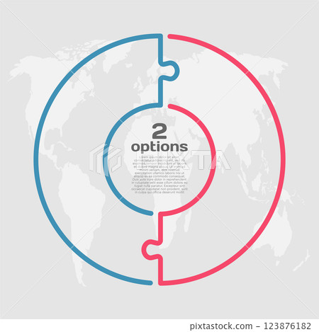 Circle diagram infographic in 2 steps or options Circle diagram infographic in 2 steps or options 123876182