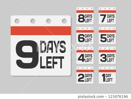 Countdown daily page calendar icon - 9 days left 123876196