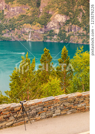 Camera in mountains, photography in wildlife Camera in mountains, photography in wildlife 123876226