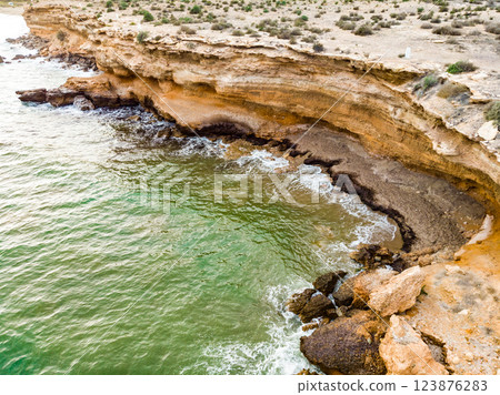 Coastline of Mazarron Bay in Spain 123876283