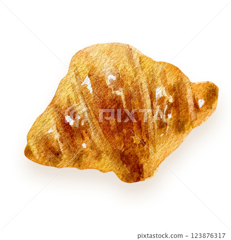 Croissant hand-painted watercolor 123876317
