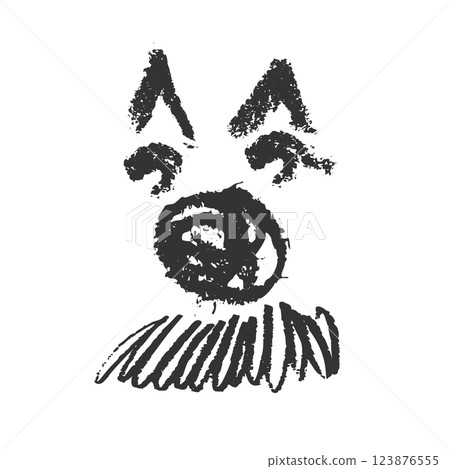 Funny clown square emoji face, comic avatar. Smiley character showing different emotions. Chalk hand drawn collection doodle Vector illustration 123876555