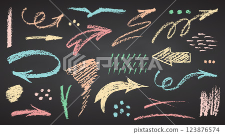 Charcoal color pastel pencil hand drawing curly arrows. White elements on chalkboard Grunge chalk crayon doodles textures Swishes swashes swoops swooshes, scribbles and squiggles. Vector illustration Charcoal color pastel pencil hand drawing curly arrows. White elements on chalkboard Grunge chalk crayon doodles textures Swishes swashes swoops swooshes, scribbles and squiggles. Vector illustration 123876574
