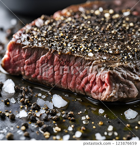 Pepper Crusted Steak with Rock Salt and Olive Oil: A Simple Yet Bold Flavor Profile Pepper Crusted Steak with Rock Salt and Olive Oil: A Simple Yet Bold Flavor Profile 123876659