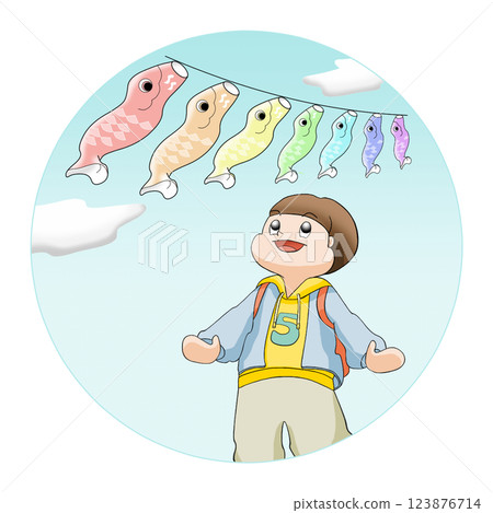 抬頭看著鯉魚旗的男孩 抬頭看著鯉魚旗的男孩 123876714