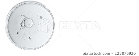 The texture of a cosmetic serum or body gel in a Petri dish. 123876920