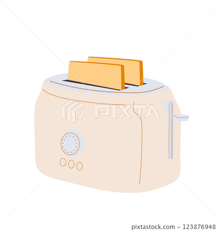 Illustration of a toaster and toasts. 123876948