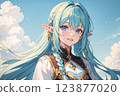 Blue sky and clouds Elf girl 123877020