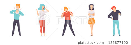 Angry and Furious People Characters Shouting and Steaming Vector Set 123877190
