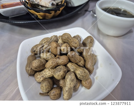 boiled peanuts on a plate boiled peanuts on a plate 123877911