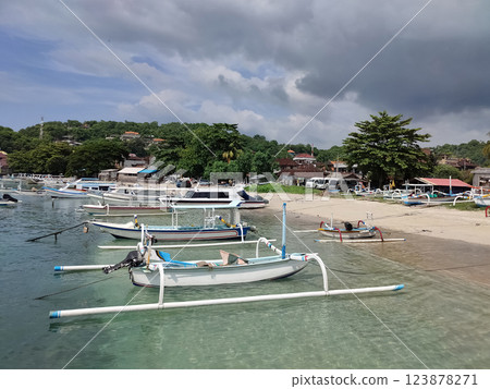 Padang Bai at Bali in Indonesia - boats at the harbor in east Bali Padang Bai at Bali in Indonesia - boats at the harbor in east Bali 123878271