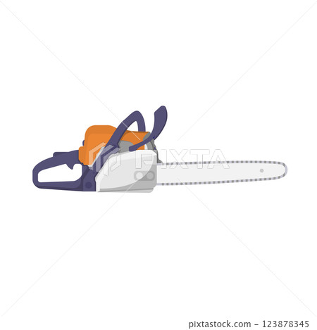Chainsaw Flat Illustration. Clean Icon Design Element on Isolated White Background 123878345