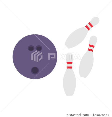 Bowling Ball and Pin Flat Illustration. Clean Icon Design Element on Isolated White Background Bowling Ball and Pin Flat Illustration. Clean Icon Design Element on Isolated White Background 123878437